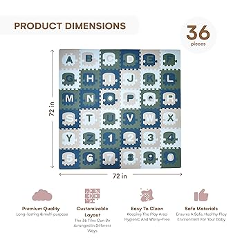 Amazon.com : CHILDLIKE BEHAVIOR Baby Play Mat - 72x72-Inch